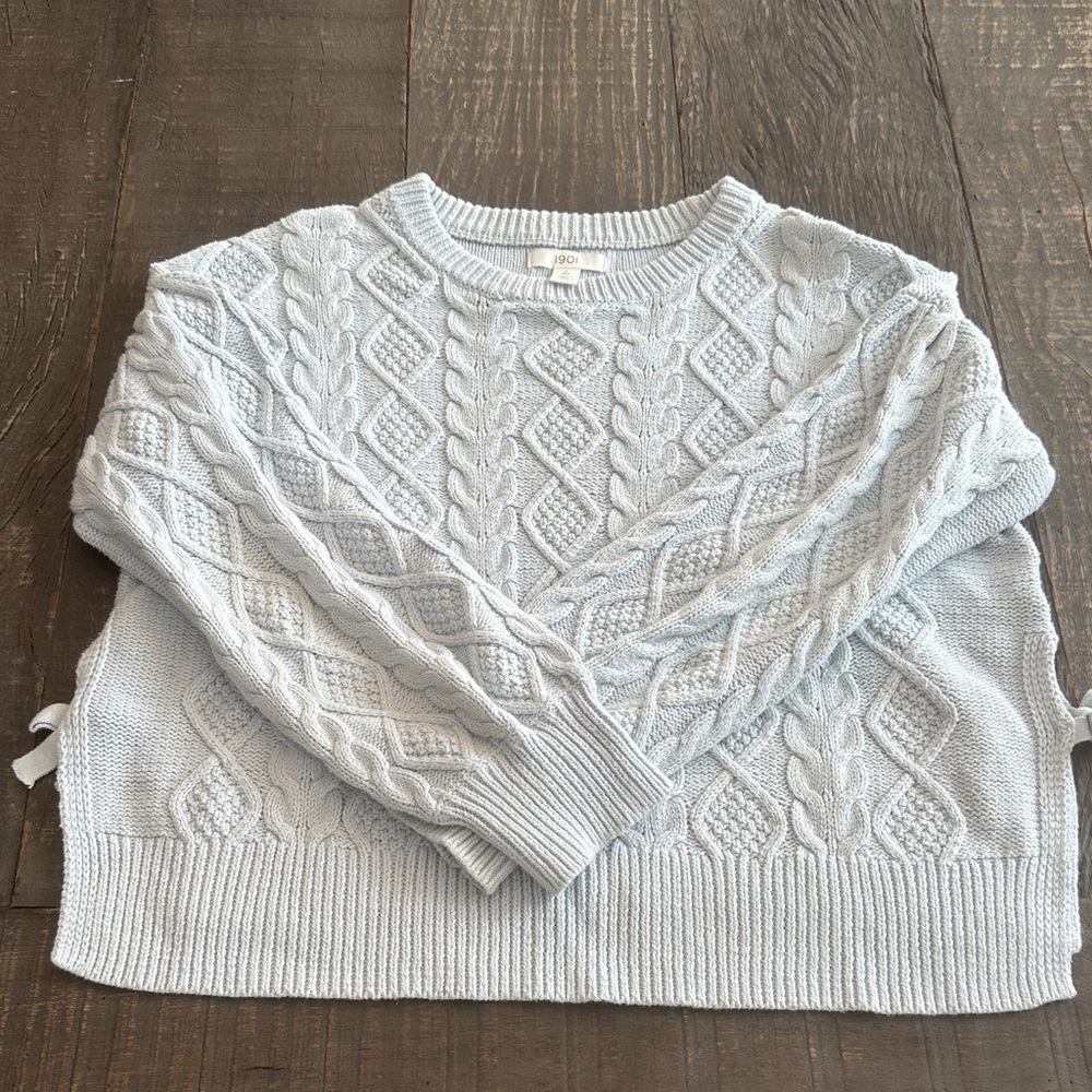 1901 Soft Blue Cable Knit Sweater Girls L-10/12